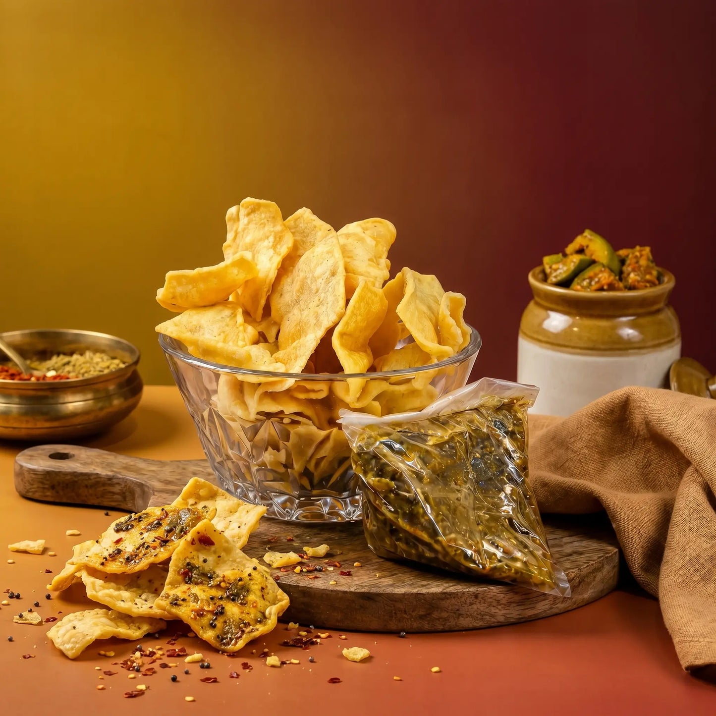 BESAN PAPDI WITH PICKLE